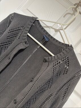 GAP Women’s Charcoal Gray 100% Cotton Button-Up Cardigan Sweater